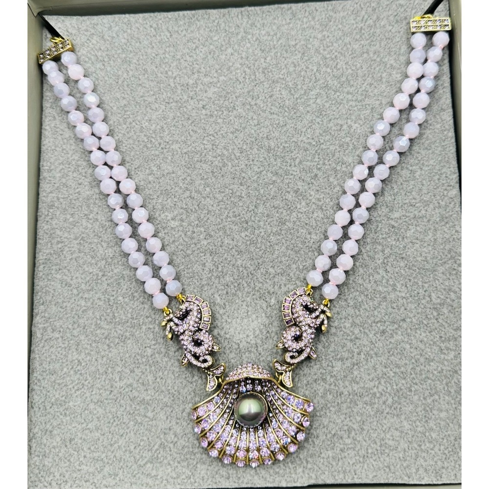 Heidi Daus "Ornament of the Sea"Seahorse Shell Beaded Double Strand Necklace *SD - Picture 14 of 14